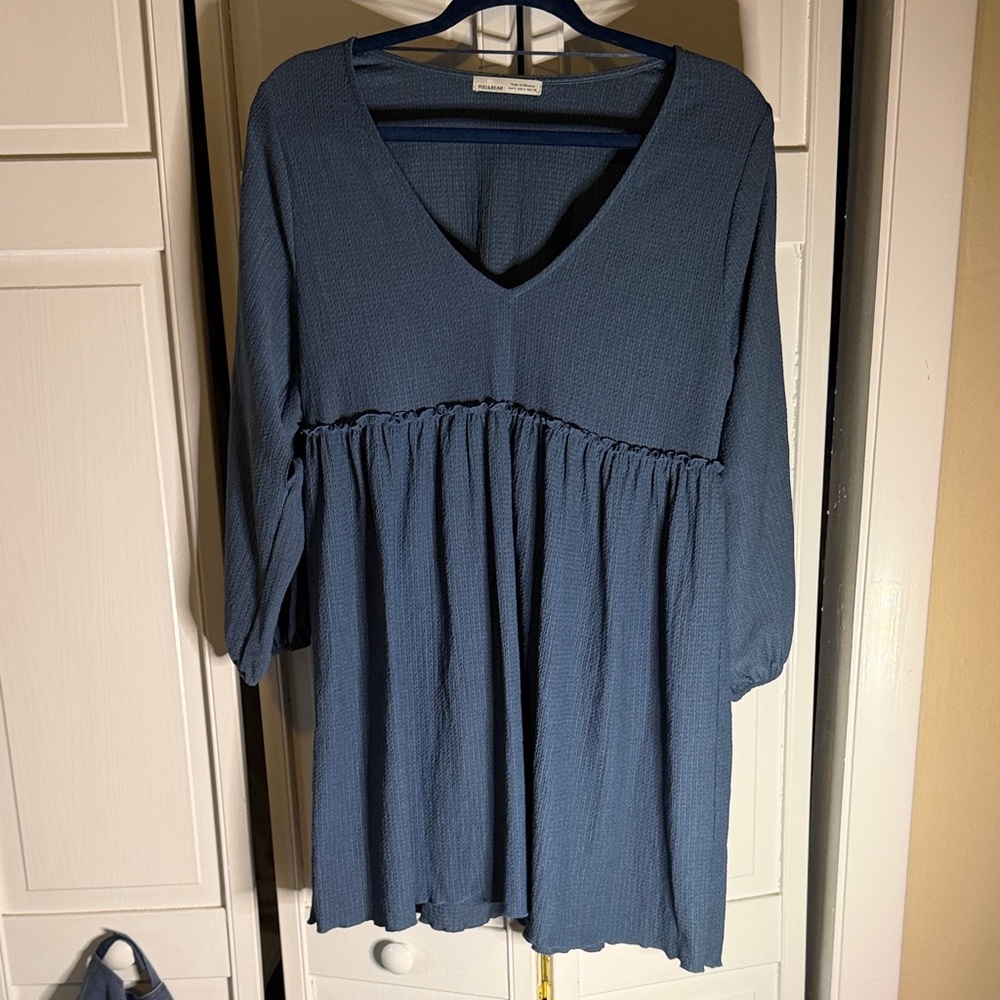 Pull&Bear Blue Textured Dress